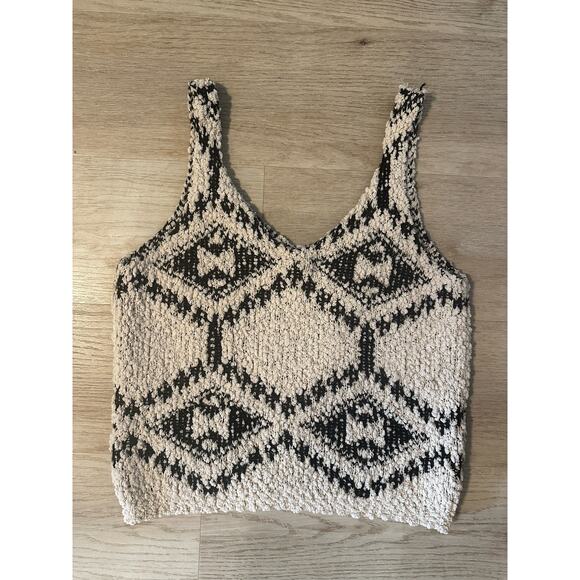 Elan vneck sweater tank black/cream Aztec print size small - Picture 4 of 6